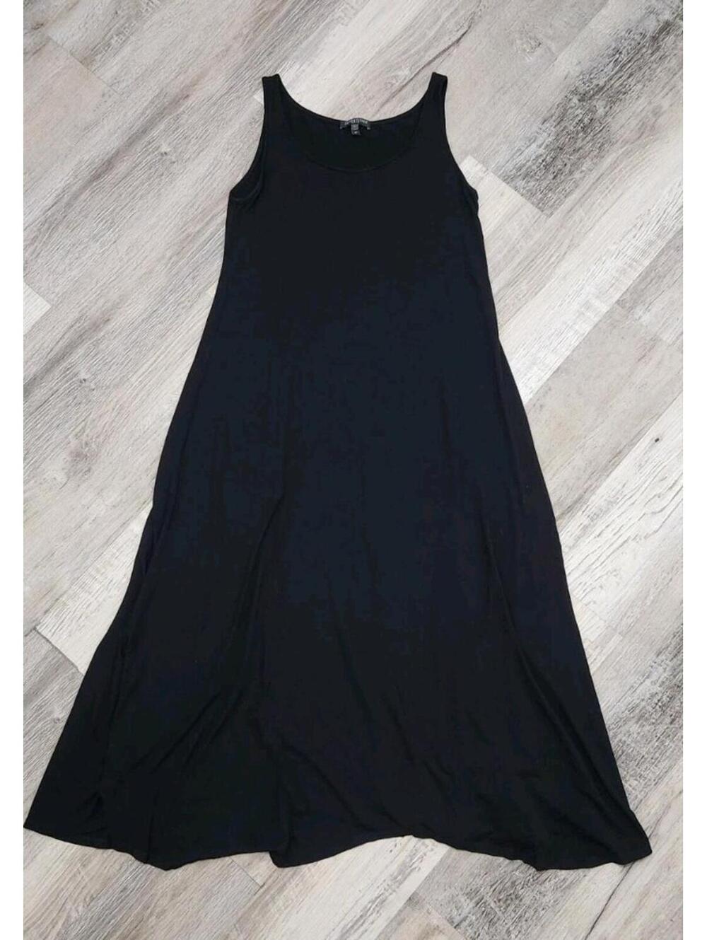 Eileen Fisher Dress PP Black Maxi Long Size Small 2 - 4 Petite